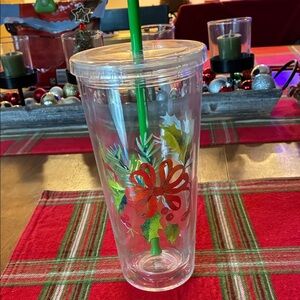 NWOT Lenox “Holiday” Festive Holiday Tumbler with Straw